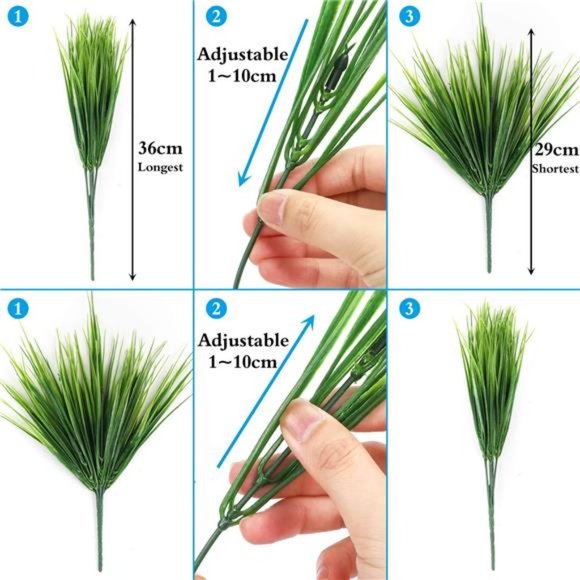 14 Bundles Fake Plants Outdoor,Artificial Grass,UV Resistant Fake Bushes Plastic - Picture 3 of 7